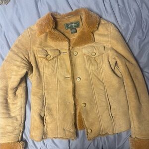 Eddie Bauer Women's Lamb leather Shearling-Trim Suede Jacket